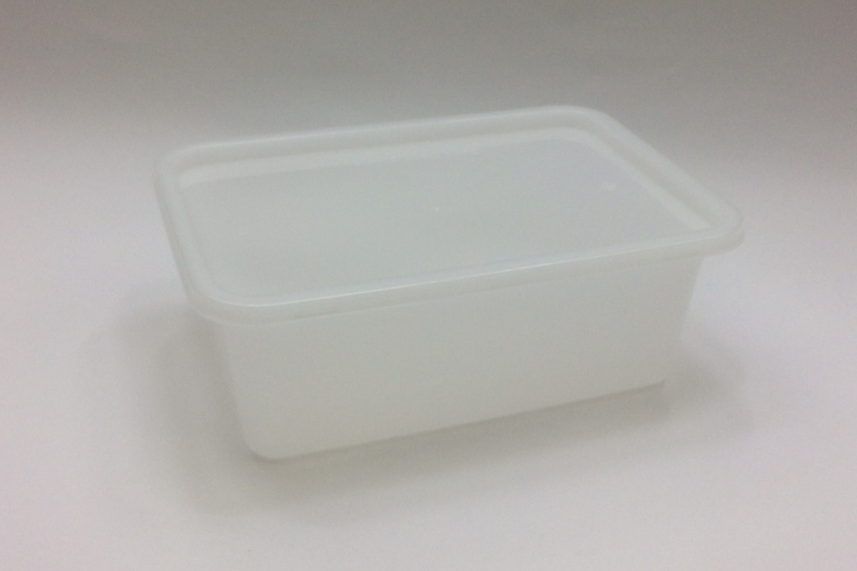 กล่องอาหารพลาสติกทรงสี่เหลี่ยม 1 ช่อง สีขุ่น